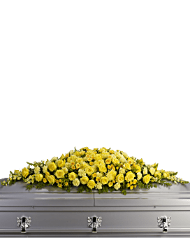 Arrangement floral de condoléances gerbe de cercueil Jardin doré