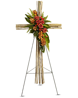 Arrangement de condoléances Canne et rivière avec croix