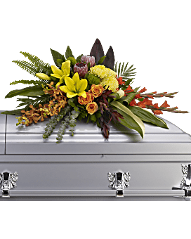 Arrangement floral de condoléances gerbe de cercueil Souvenirs des îles