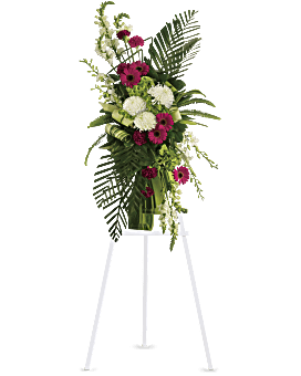 Gerberas and Palms Spray Sympathy Arrangement