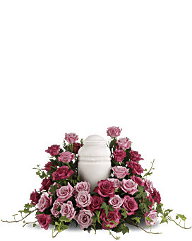 Arrangement floral de condoléances Lit de roses roses