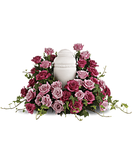 Arrangement floral de condoléances Lit de roses roses