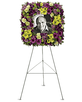 Purple , Mixed Bouquets , Mosaic Of Memories Square Easel Wreath , Same Day Flower Delivery By Teleflora