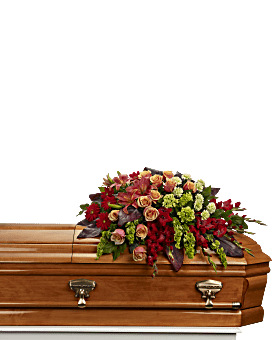 Orange , Mixed Bouquets , A Fond Farewell Casket Spray , Same Day Flower Delivery By Teleflora