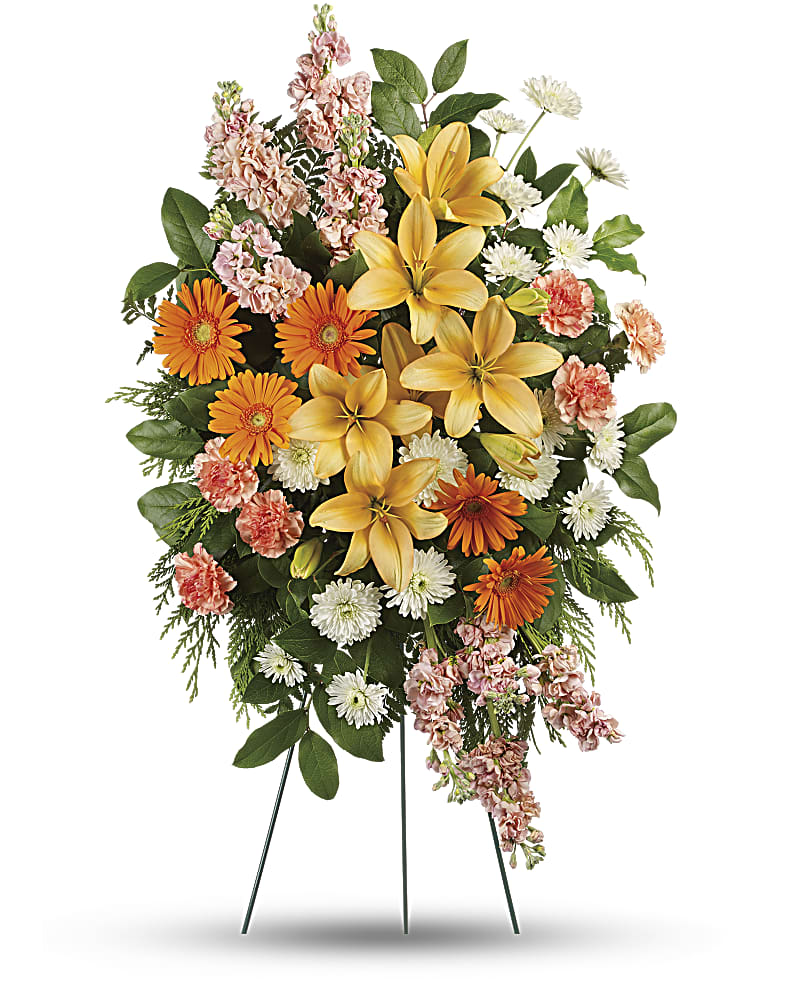 Treasured Lilies Spray Sympathy Arrangement Teleflora