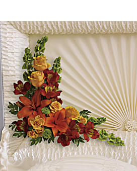 Orange , Mixed Bouquets , Island Sunset Casket Insert , Same Day Flower Delivery By Teleflora