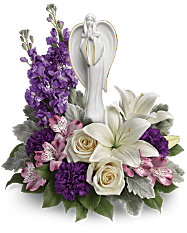 Crème Roses, White Asiatic Lilies, Lavender Alstroemeria & More. Angel Of Grace Keepsake. Same Day Flower Delivery. Teleflora Beautiful Heart Bouquet.