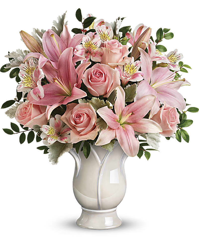 fermer de petit rose fleurs bouquet dans verre vase avec flou doux  concentré Contexte de rose