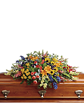Multi-Colored , Mixed Bouquets , Colorful Reflections Casket Spray , Same Day Flower Delivery By Teleflora