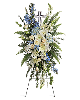 Blue & White Sympathy Standing Spray Extra Large by 1-800 Flowers