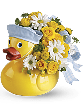 Le joli petit canard de Teleflora - arrangement floral pour garçon