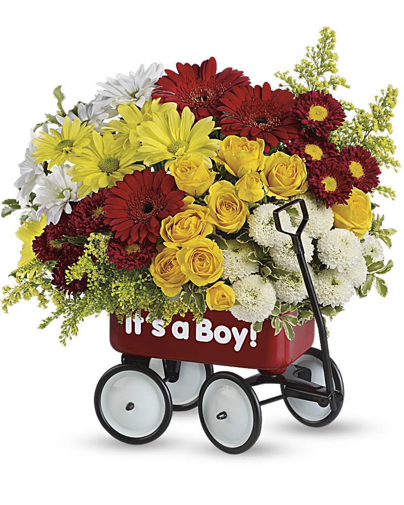 It's a boy flower sales arrangements