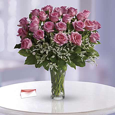 Make Me Blush - Dozen Long Stemmed Pink Roses Bouquet - Teleflora