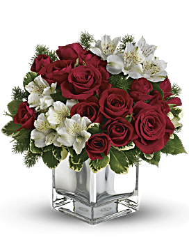 Arrangement floral avec bouquet Rosée de Noël de Teleflora