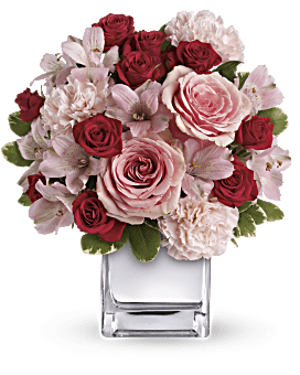 Bouquet Amour rose avec arrangement floral de roses de Teleflora