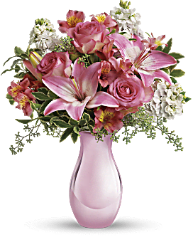 Pink , Mixed Bouquets , Pink Reflections Bouquet With Roses , Same Day Flower Delivery By Teleflora