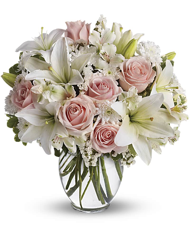 Light pink roses white asiatic lilies deals