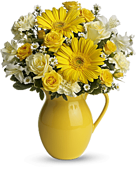 Teleflora's Sunny Day Pitcher of Cheer Bouquet