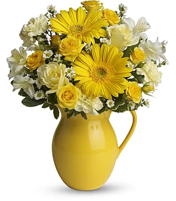 Teleflora's Sunny Day Pitcher of Cheer Flowers