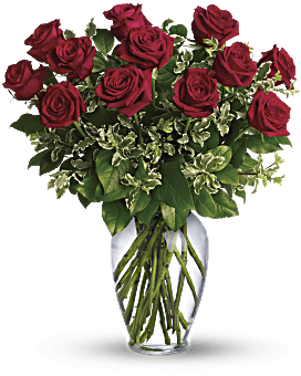 Je pense toujours à toi – bouquet de roses rouges à longues tiges