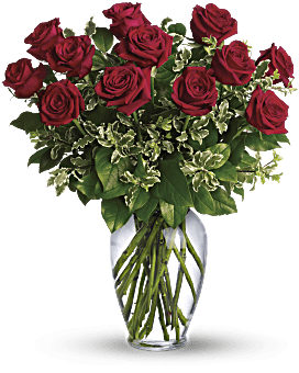 Je pense toujours à toi – bouquet de roses rouges à longues tiges