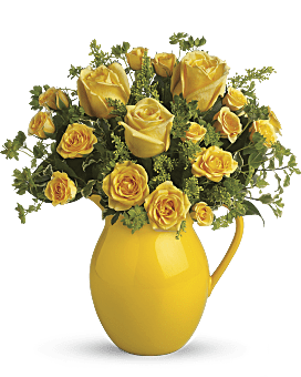 Teleflora's Sunny Day Pitcher of Roses Bouquet