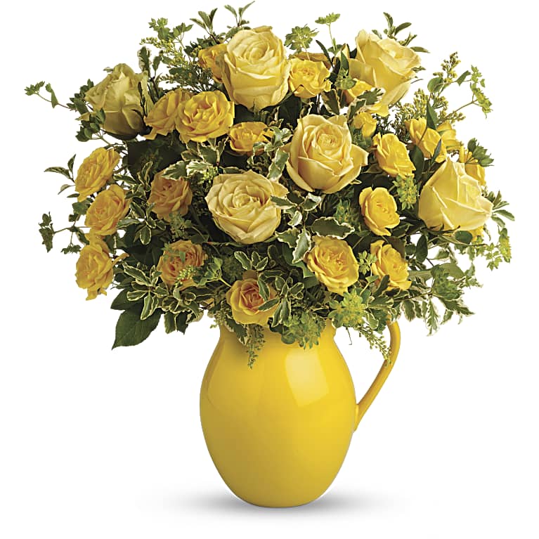 Sunny Day Pitcher of Roses