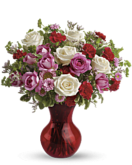 Red , Mixed Bouquets , Splendid In Red Bouquet With Roses , Same Day Flower Delivery By Teleflora