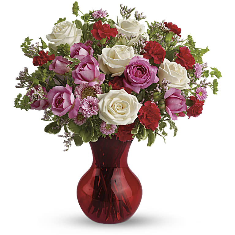 Splendid in Red Bouquet with Roses