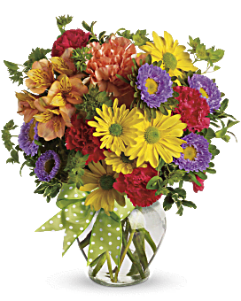 Flower Delivery By Teleflora, Make A Wish Bouquet Featuring A Brighter Bouquet In Happy Hues Of Yellow & Purple With 