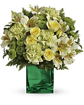 Arrangement floral avec Bouquet Élégance d’émeraude