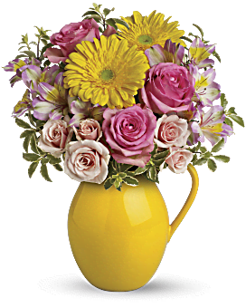 Arreglo floral con forma de jarra de día soleado de Teleflora