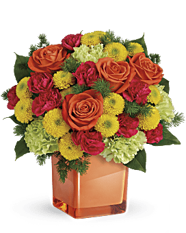 Multi-Colored, Roses, Citrus Smiles Bouquet,  Flower Delivery By Teleflora