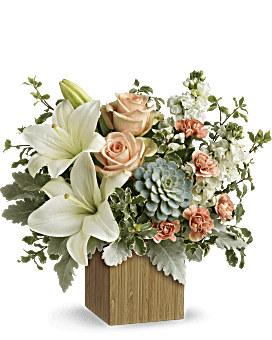 Desert Roses, Lilies, Miniature Carnations & Green Succulent, Teleflora Flowers