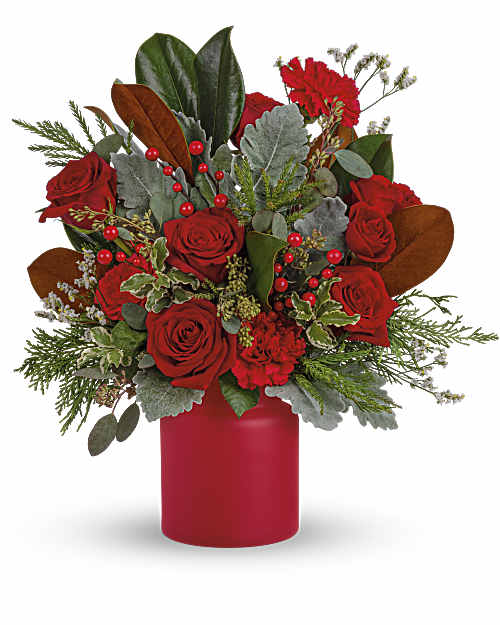 Red | Roses | Wild & Wonderful Christmas Bouquet | Same Day Flower Delivery by Teleflora
