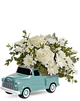 Classic Chevy Pickup Bouquet , Roses , Same Day Flower Delivery , White , Teleflora