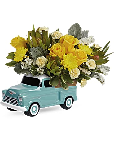 Chevy Blooming Pickup Bouquet | Roses | Same Day Flower Delivery | Yellow | Teleflora