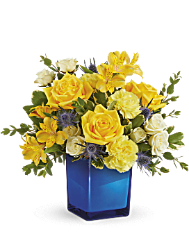 Golden Blue Bouquet , Mixed Bouquets , Same Day Flower Delivery , Teleflora