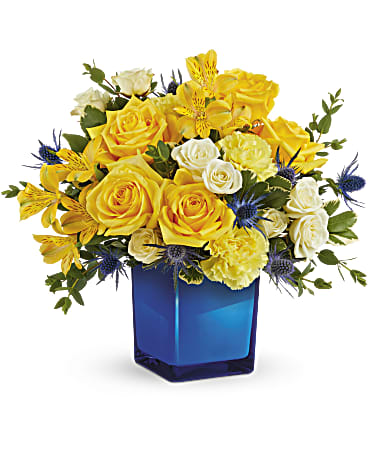 Saleブルーフラワー8091 4枚 Teleflora's Golden Blue Bouquet - Teleflora