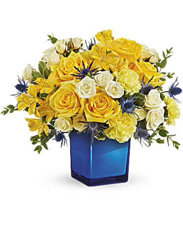 Teleflora S Golden Blue Bouquet