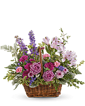 Teleflora's Lavender Meadow Basket Bouquet Basket Arrangement