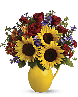 Teleflora's Sunny Day Pitcher of Joy Bouquet