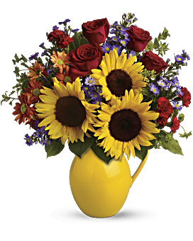 Teleflora's Sunny Day Pitcher of Joy Bouquet