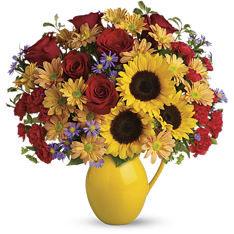 ♡ 　no1 Sunny Garden Basket™ with Roses, Sunflowers, and More