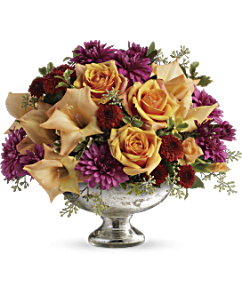 Centre de table avec arrangement floral Traditions élégantes de Teleflora