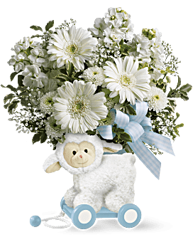 Agneau très doux de Teleflora – bouquet pour bébé bleu