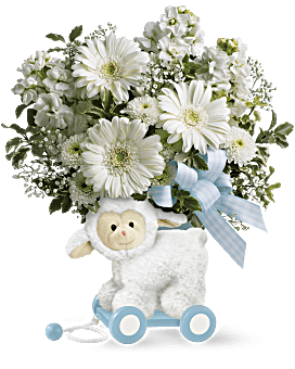 Agneau très doux de Teleflora – bouquet pour bébé bleu