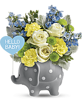 Baby Boy Flower Bouquet To Celebrate A New Arrival With Fresh Blooms Hand-Delivered By Local Florist Same Day