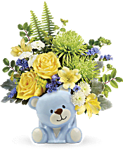 Teleflora's Joyful Blue Bear Bouquet Flowers