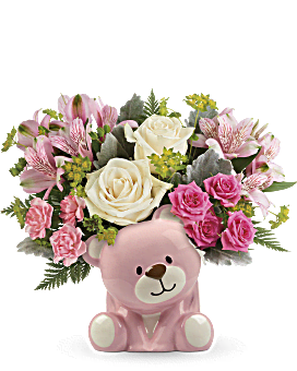 Teleflora's Precious Pink Bear Bouquet